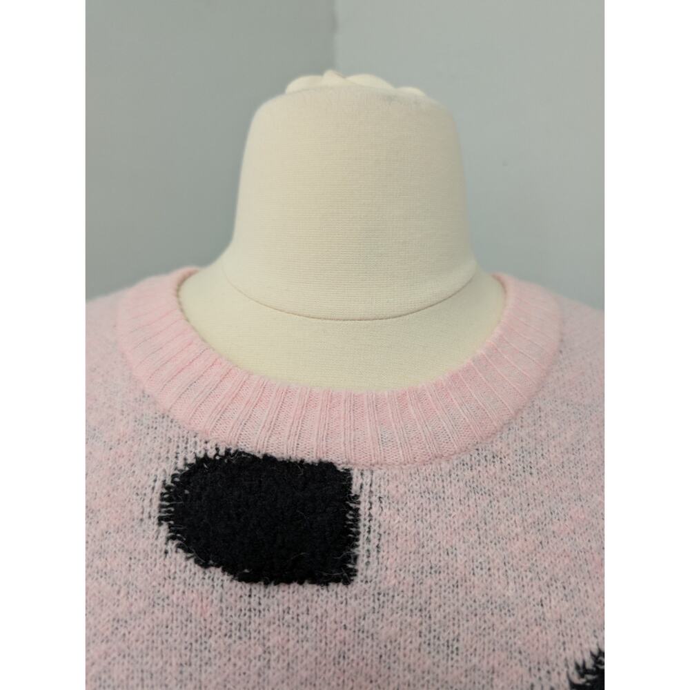 Torrid 2X Pink Sweater Black Hearts Long Sleeve Butter Cozy Soft Crew Neck - Picture 3 of 10